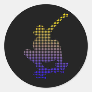 Skaterprick Silhuett Minimal Retro Skateboard  Runt Klistermärke