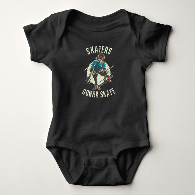 Skaters gonna Skate Skeleton Skateboardåkare T Shirt (Framsida)
