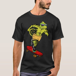 Skaters Having Fun Cool Chameleon Skateboard  For  T Shirt