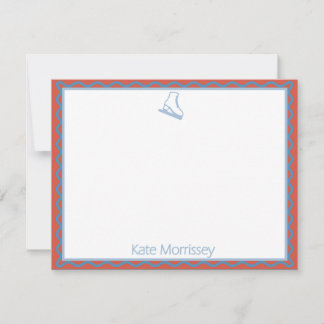 Skates with Soft Blues Personalized Note Card  Anteckningskort