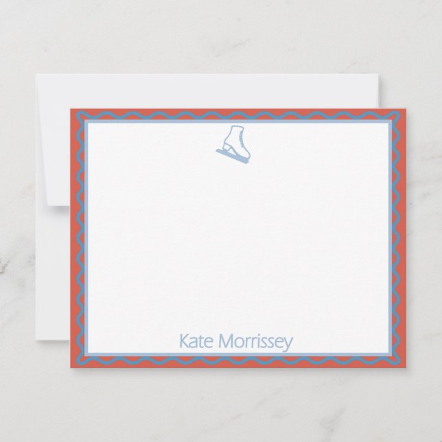 Skates with Soft Blues Personalized Note Card  Anteckningskort (Framsida)
