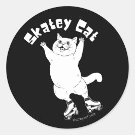 Skatey Cat Sticker Runt Klistermärke