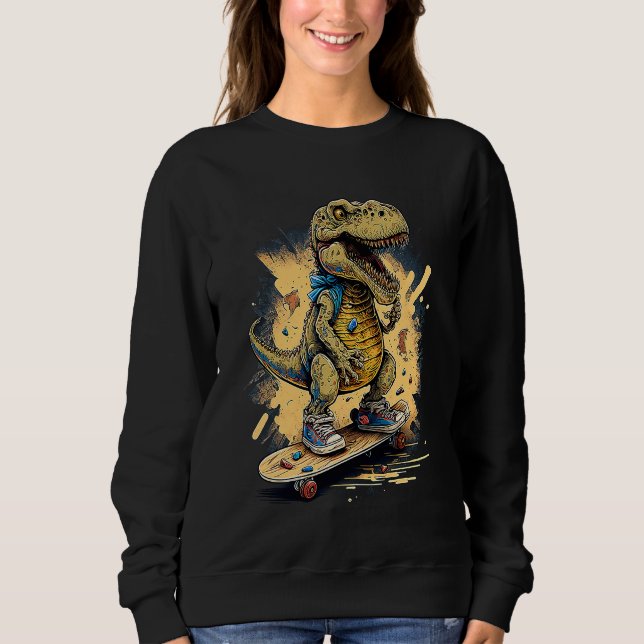 Skating Dinosaur rex on Skateboard T Shirt (Framsida)