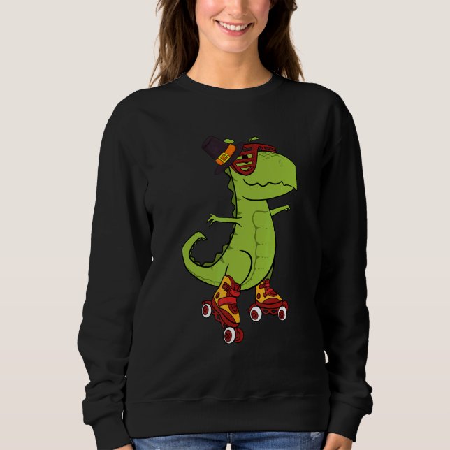 Skating Dinosaur Thanksgiving Day Cool Rex Roller  T Shirt (Framsida)
