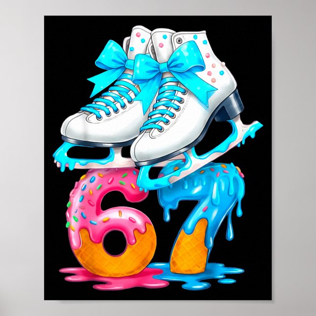 Skating Ice Cream Drip Number 67 Player 67th Birth Poster (Framsidan)