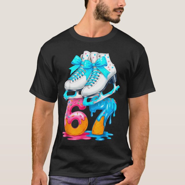 Skating Ice Cream Drip Number 67 Player 67th Birth T Shirt (Framsida)
