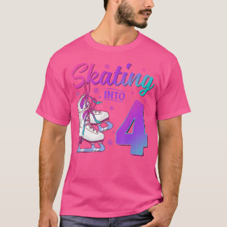 Skating Into 4Th Birthday 4 Year Old Ice Skating G T Shirt