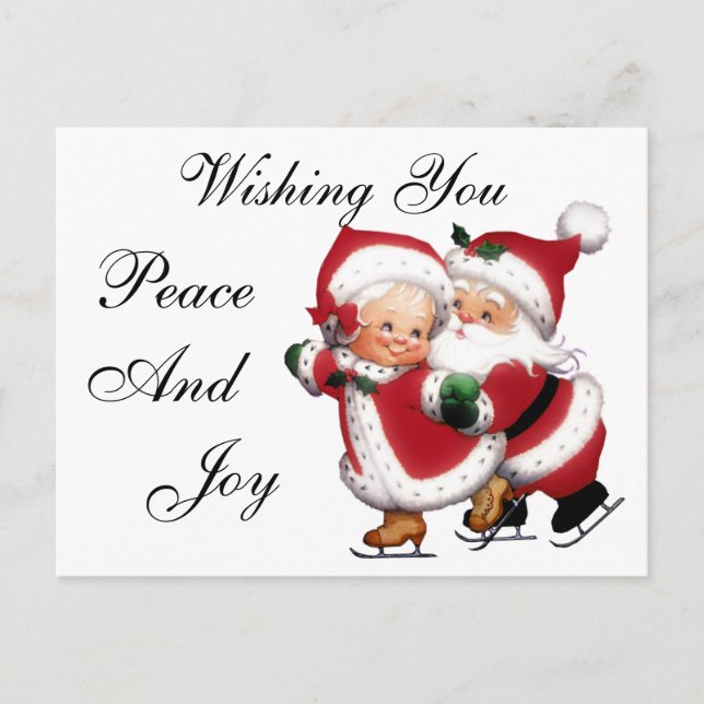 Skating Mr. & Claus Postcard Vykort (Framsida)