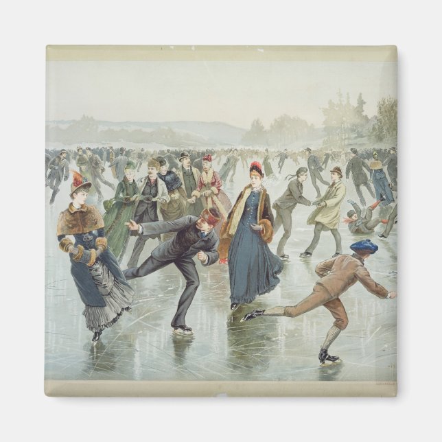 Skating, offentliggjort av L. Prang and Co. Magnet (Framsidan)