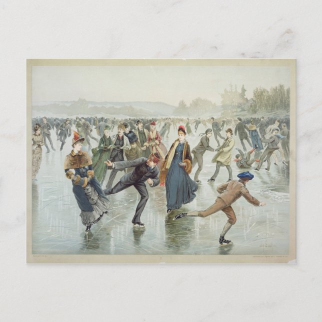 Skating, offentliggjort av L. Prang and Co. Vykort (Framsida)