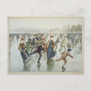 Skating, offentliggjort av L. Prang and Co. Vykort