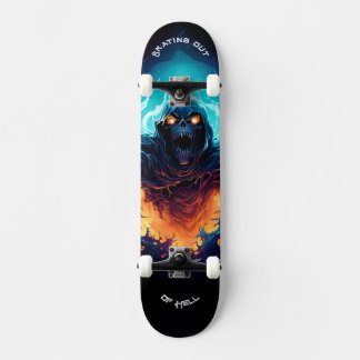 Skating out of Hell - Skull  Mini Skateboard Bräda 18,5 Cm