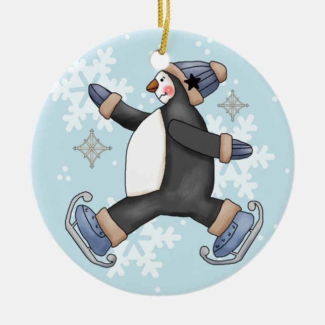 Skating Penguin Keepsak Helgdag Ornament (Framsidan)