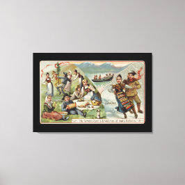 Skating, Picnic, Rwing Boat, Skating Fjord Sverige Canvastryck