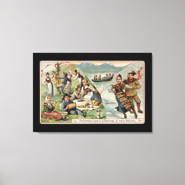 Skating, Picnic, Rwing Boat, Skating Fjord Sverige Canvastryck (Framsida)