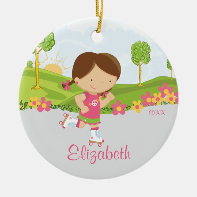 Skating Roller Skater Girl jul Ornament (Framsidan)