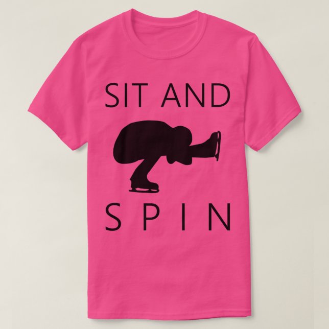 Skating Sit Spin Male Black Silhouette T Shirt (Design framsida)