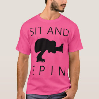 Skating Sit Spin Male Black Silhouette T Shirt