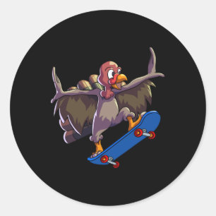 Skating Thanksgiving Tröja Män Barn Skateboard Runt Klistermärke