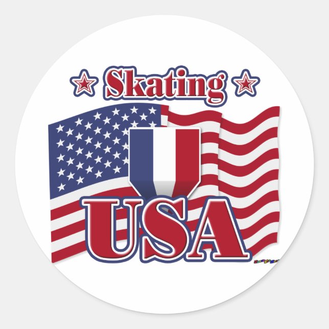 Skating USA Runt Klistermärke (Framsida)
