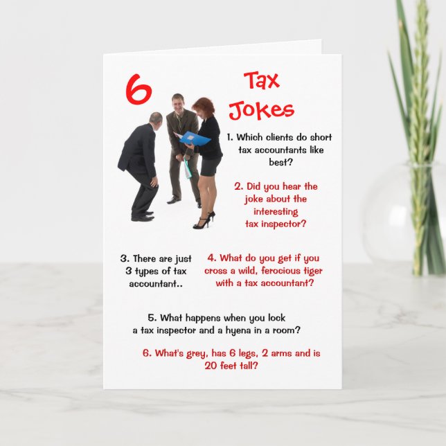 Skatt - 6 Skatteskämt Funny Birthday Kort (Framsida)