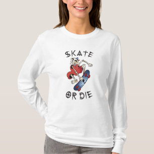 Skatt eller dö lustigt Skeleton Skateboarder T Shirt