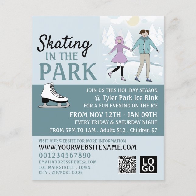 Skatt i parken, Ice Skate Rink Advertising Flygblad (Framsidan)
