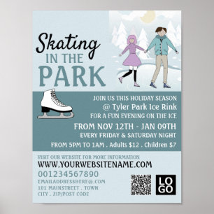 Skatt i parken, Ice Skate Rink Advertising Poster