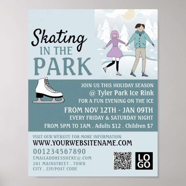 Skatt i parken, Ice Skate Rink Advertising Poster (Framsidan)