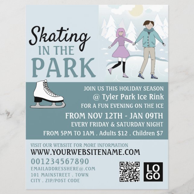Skatt i parken, Ice Skate Rink Advertising Reklamblad (Framsidan)