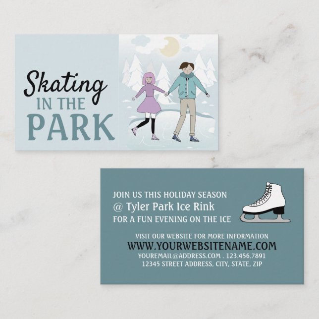 Skatt i parken, Ice Skate Rink Advertising Visitkort (Fram/baksida)