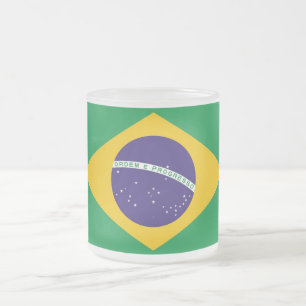 Skått, litet glas mugg med flagga från Brasilien