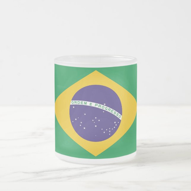 Skått, litet glas mugg med flagga från Brasilien (Center)