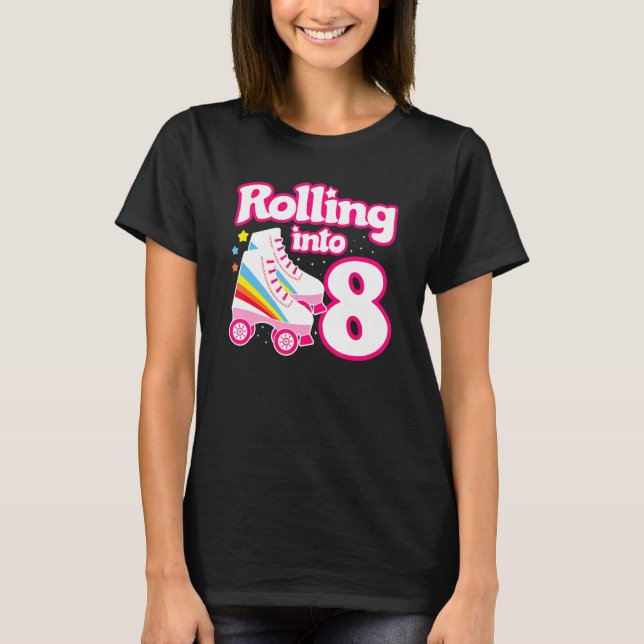 Skatt P Y 8th Birthday Roller Skal Birthday P T Shirt (Framsida)