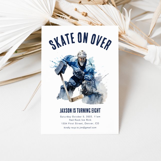 Skatta över ishockeyfödelsedag Inbjudan Goalie (Skapare uppladdad)