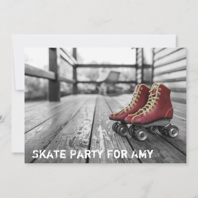 Skatta Party, rullskridskor, fotomedbjudning Inbjudningar (Framsida)