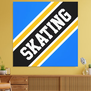 SKATTA Roligt Rand Blått svart Tävla Canvastryck