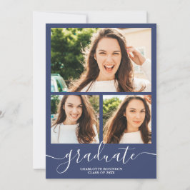 Skattblått student-skript 4 foton studenten inbjudningar