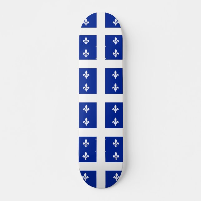 Skattbord med flagga av Quebec, Kanada Mini Skateboard Bräda 18,5 Cm (Framsida)
