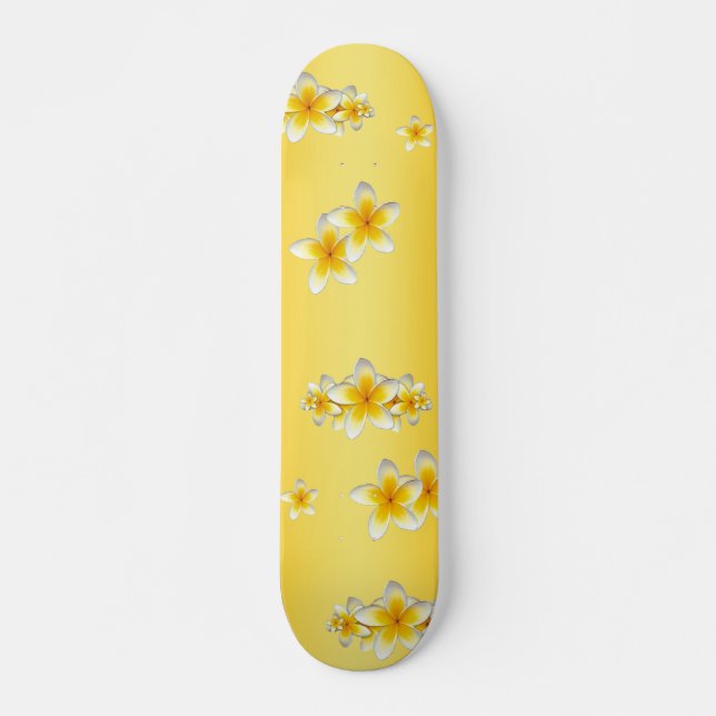 Skattbord med frangapani-blomma skateboard bräda 19,5 cm (Framsida)