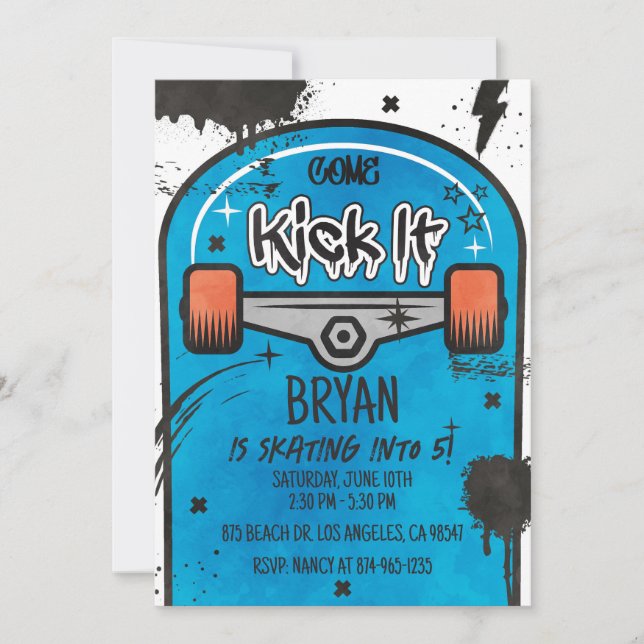 Skattbordsblå Inbjudningar (Framsida)