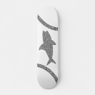 Skattbrädan Shark Silver Glitter Mini Skateboard Bräda 18,5 Cm
