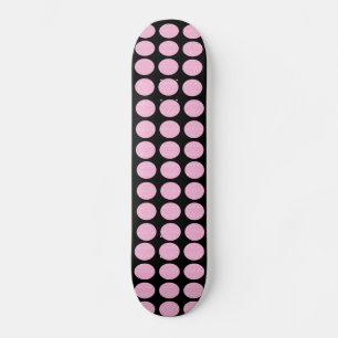 Skattbrädet Rosa Glitter cirkler på svart Old School Skateboard Bräda 18 Cm