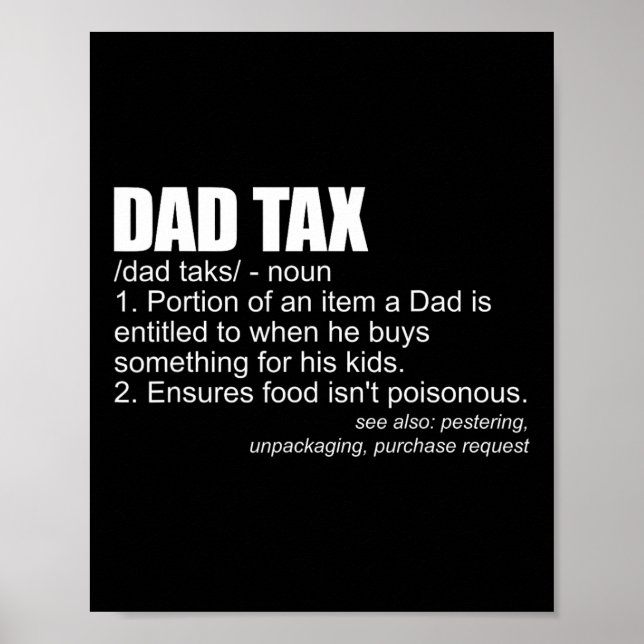 Skattedefinitionsfunktion Manar Fars dag Gift Papp Poster (Framsidan)