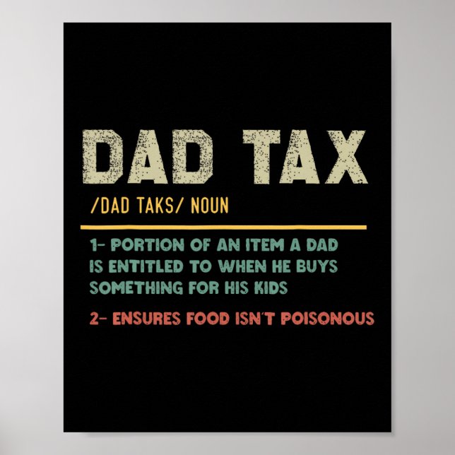 Skattedefinitionsfunktionär Fars dag Pappa Joke Poster (Framsidan)