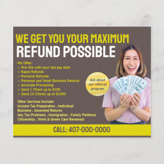 Skatteförberedelse (förberedare) Refund Flyer