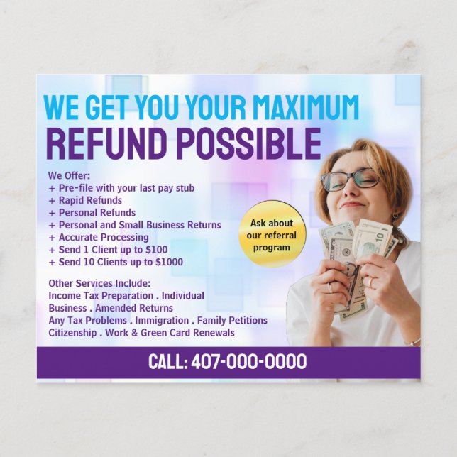 Skatteförberedelse (förberedare) Refund Flyer (Baksidan)