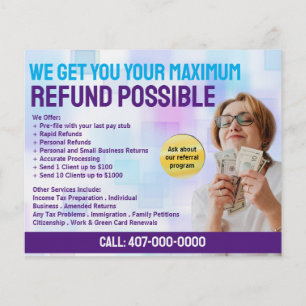 Skatteförberedelse (förberedare) Refund Flyer