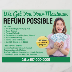 Skatteförberedelse (förberedare) Refund Flyer