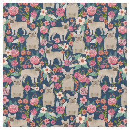 Skattens Fransk Bulldog Vintage Blommigt Tyg